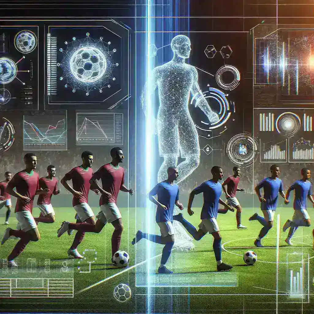 "Imagen de un analista deportivo utilizando métricas de inteligencia artificial para el análisis en tiempo real de partidos de LaLiga, destacando innovaciones tecnológicas en el fútbol."